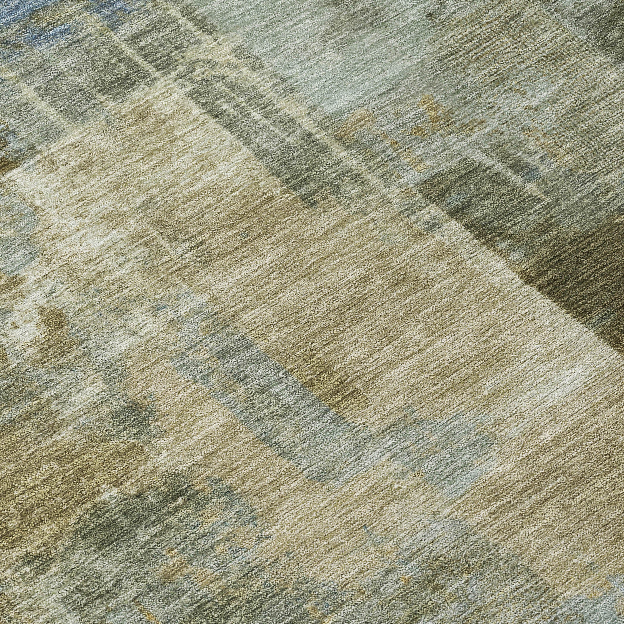 3' X 5' Green Gray And Sky Blue Abstract Washable Indoor Outdoor Area Rug
